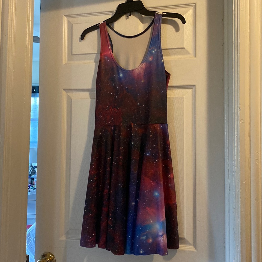 Blackmilk Clothing Purple Galaxy Reversible Skater Dress